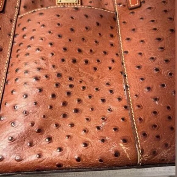 🔥🔥🔥Dooney & Bourke Ostrich collection Lexington Tote tan and brown leather - Picture 5 of 15